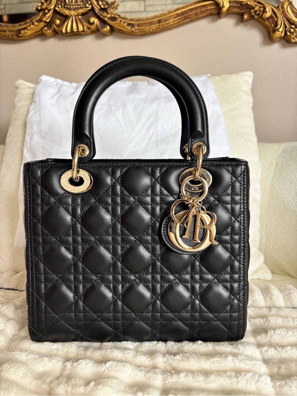 Dior Black Quilted Medium Lady Dior GHW